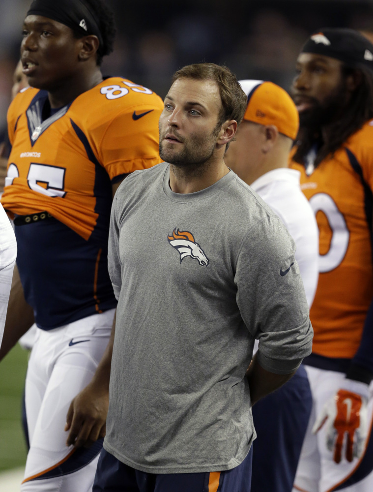 Denver Broncos wide receiver Wes Welker watches play from the sideline against the Dallas Cowboys on Aug. 28. According to multiple reports, Welker has been suspended for four games because of a positive test for amphetamines.
