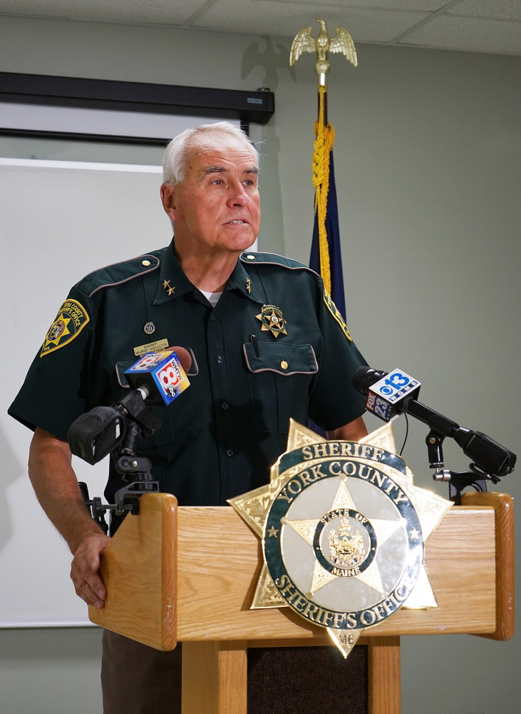 York County Sheriff Maurice Ouellette speaks to the media Friday at the York County Jail in Alfred.
