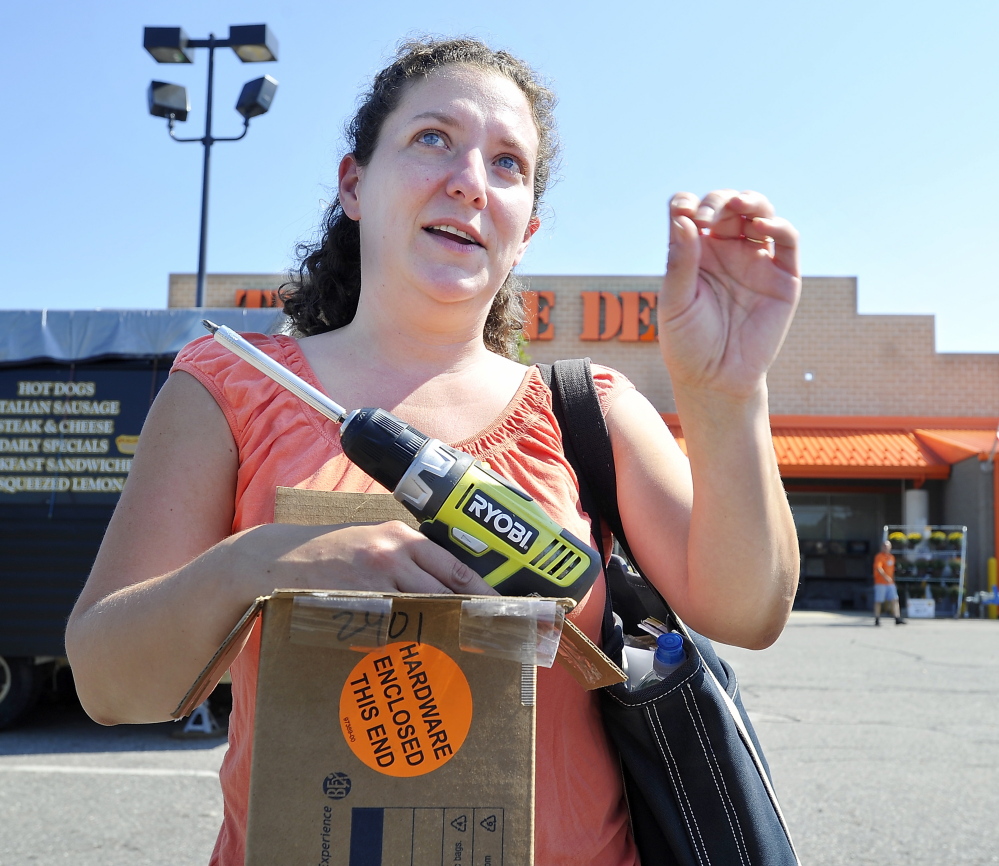 Celena Cerovski of Rockland used her credit card to buy things at Home Depot. “I’m not too worried,” about the recent Home Deport credit card data hack, she said.