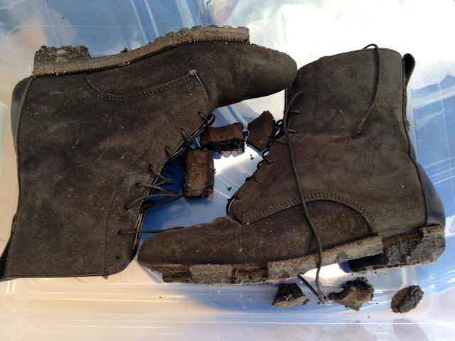 Carol Orazem donated to the museum a pair of boots with melted soles that she wore while working at the World Trade Center after the terrorist attacks of 2001. Orazem was a New York City police detective when the towers were destroyed.