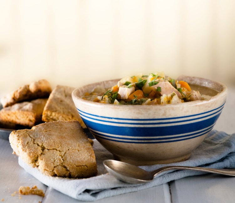 Almond-Chicken Soup and Mile-High Biscuits.