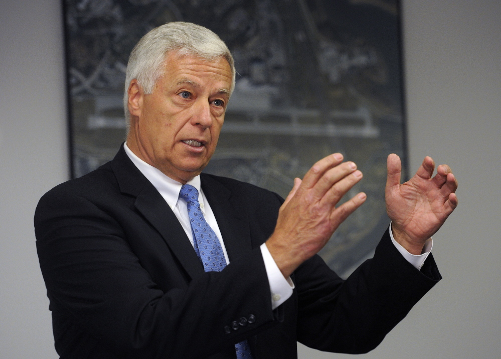 PORTLAND, ME - SEPTEMBER 19: Democratic gubernatorial candidate Mike Michaud speaks during a press conference at the Portland International Jetport Friday, September 19, 2014. (Photo by Shawn Patrick Ouellette/Staff Photographer)