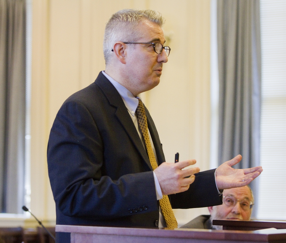 Attorney Daniel Murphy represents the town of York during a hearing Friday where Justice Paul Fritzsche denied an effort to put marijuana legalization on the town’s November ballot.