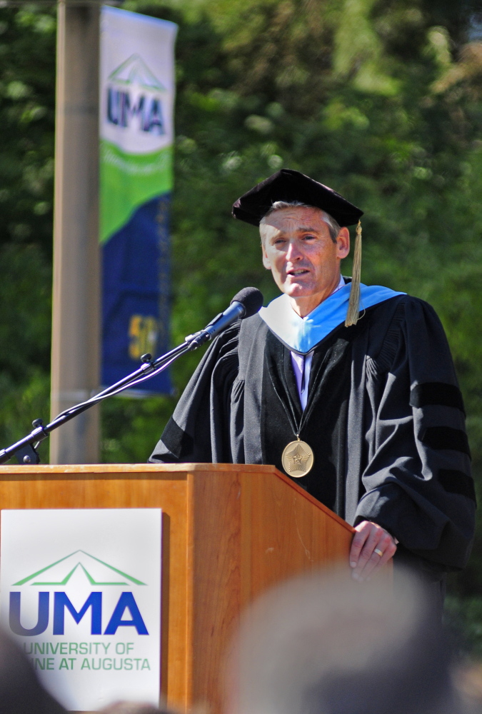 Glenn Cummings, the interim president at the University of Maine at Augusta speaks during the convocation Friday.
