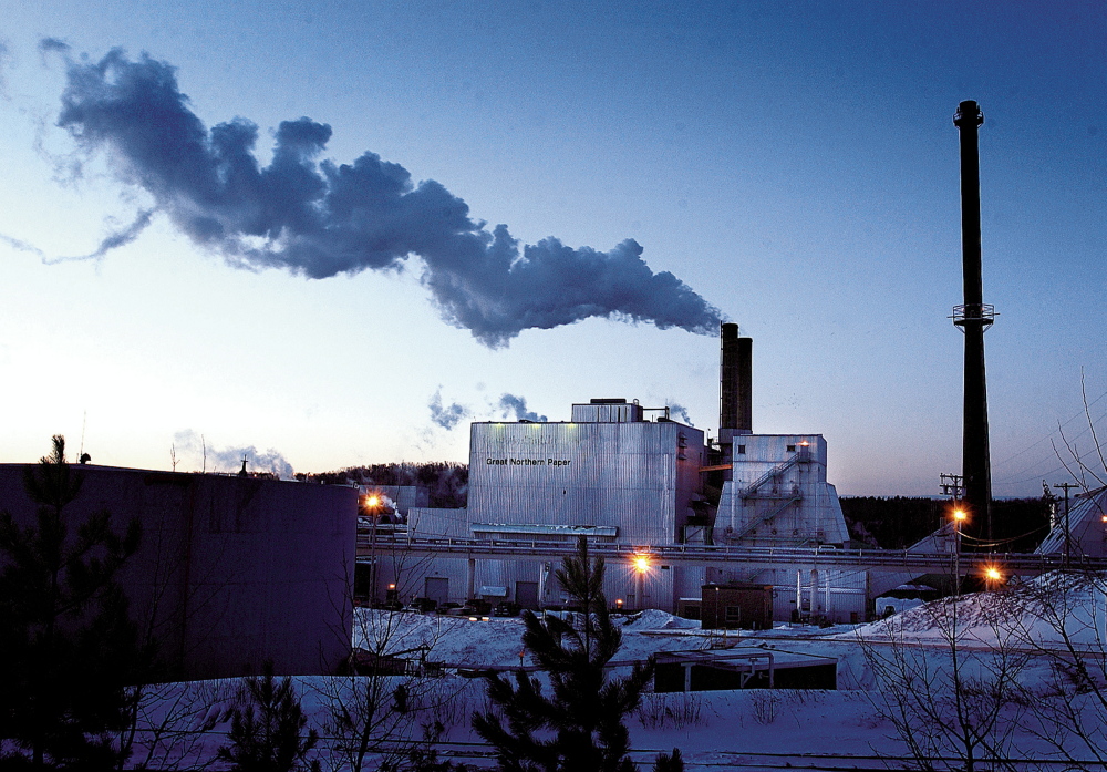 Only one of Great Northern’s three smokestacks was being used in 2003 in East Millinocket. During its peak in the 1960s and 1970s, Great Northern employed 4,000 people at mills in Millinocket and East Millinocket, making it the heart of Maine’s papermaking industry.