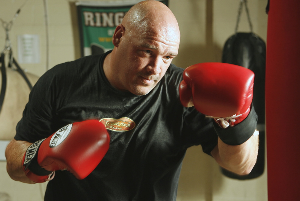 Ron Aubrey was a hockey player for Cape Elizabeth as a kid, but over the years he has taken a shot at boxing. For his 48th birthday, he will fight a former heavyweight champ.