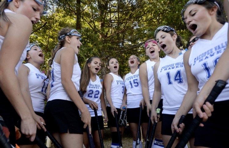 Field hockey players at Sacopee Valley High School remember former teammate Lexi Valente in their “hoo-ha’’ chant before each game. Instead of ending it with the traditional “Go Hawks,’’ the players shout, “Play for Lexi.’’