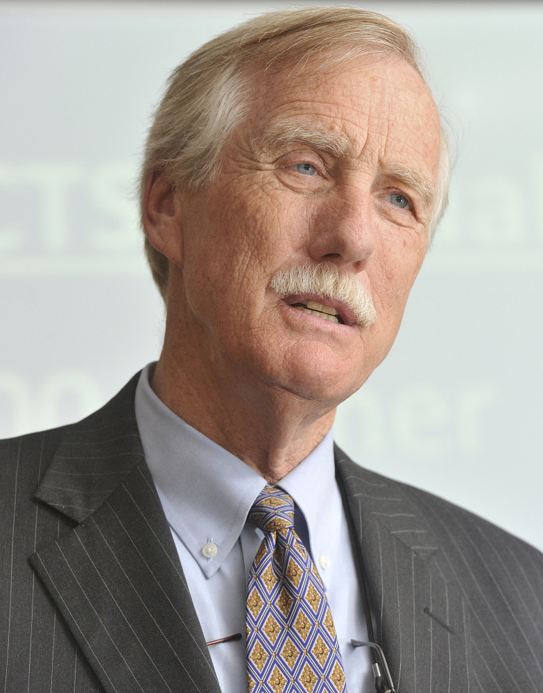 U.S. Sen. Angus King speaks earlier this year at a luncheon at the University of Southern Maine.