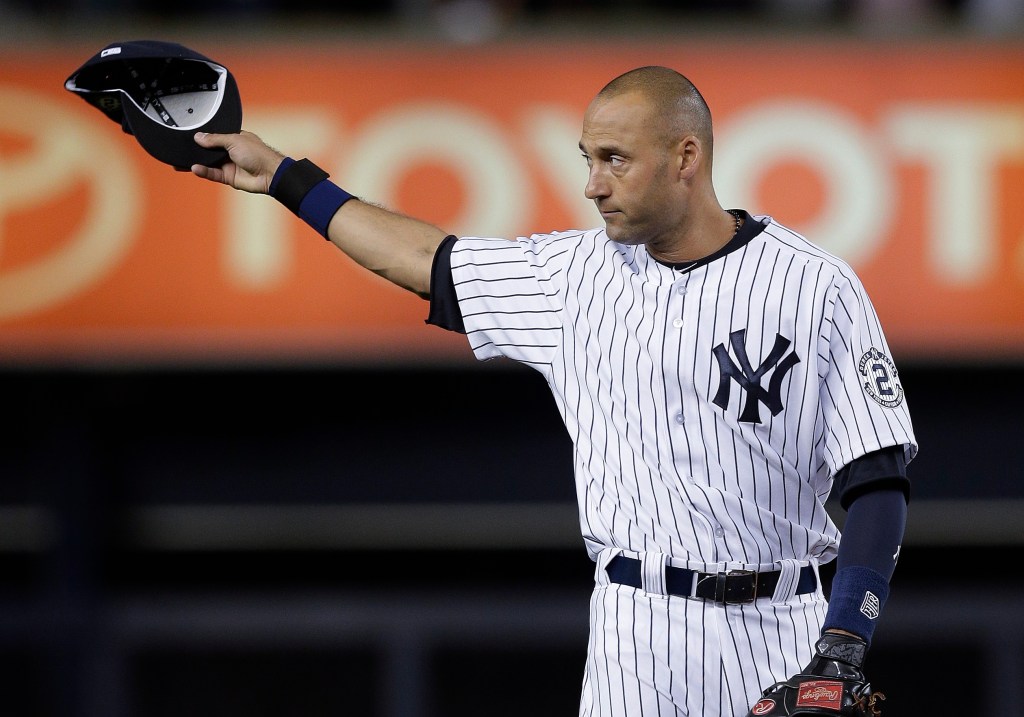 New York Yankees shortstop Derek Jeter acknowledges applause from fans at Yankee Stadium as he takes the field against the Baltimore Orioles on Thursday. The game was the last at Yankee Stadium for Jeter, who will retire after this season. The Associated Press