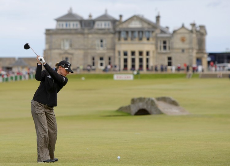 Sweden's Annika Sorenstam tees off from the 18th during a Pro Am event at the Old Course at the Royal and Ancient Golf Club in St Andrews, Scotland, in this 2007 photo. The Associated Press