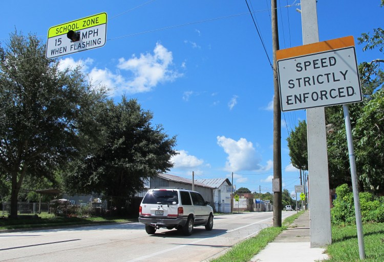 Drivers enter the town of Waldo, Fla., where motorists can encounter many different speed limits in a roughly 2-mile drive. The Associated Press