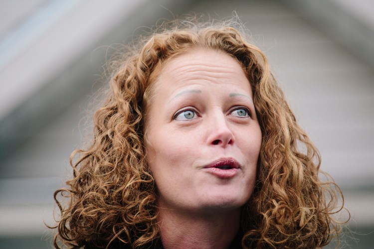 Kaci Hickox speaks to the media in Fort Kent on Friday. “We are humbled today by the judge’s decision," said said, "and even more humbled by the support we have received from the people of Fort Kent, across the nation and even across the globe."
