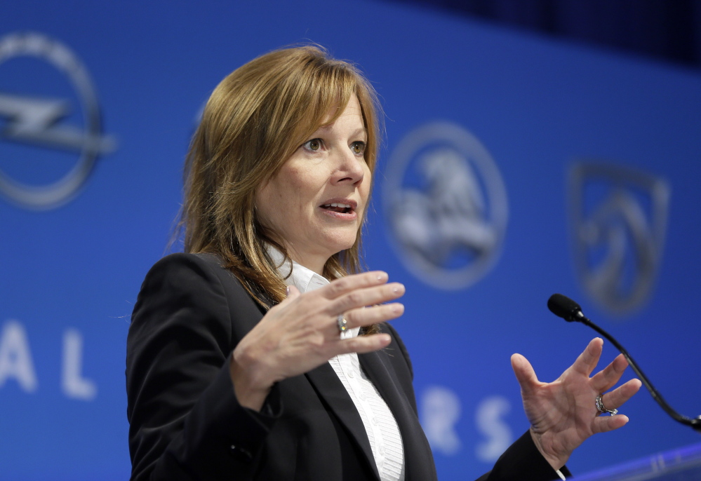 Mary Barra, CEO at GM, addresses the Global Business Conference for investors in Milford, Mich., on Wednesday.