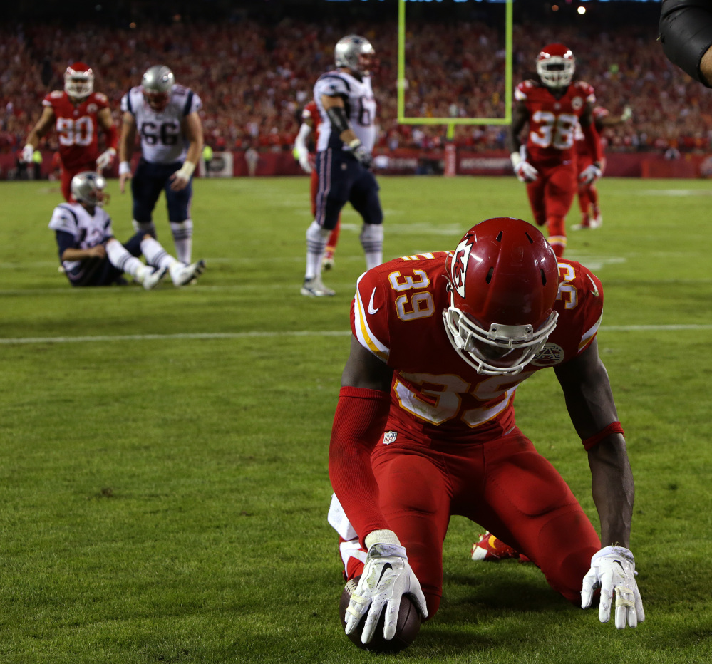 Kansas City Chiefs safety Husain Abdullah was penalized for bowing after intercepting a pass and scoring a touchdown Monday night against the New England Patriots. The NFL said Tuesday that Abdullah should not have been penalized for unsportsmanlike conduct on the play.