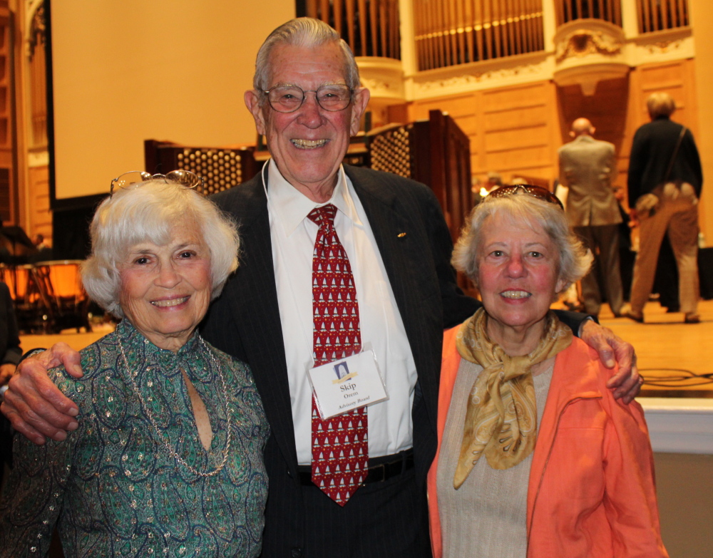 Gerry and Skip Orem, left, longtime FOKO members, with Sally Serunian, a member of the President’s Council of the Portland Symphony Orchestra.