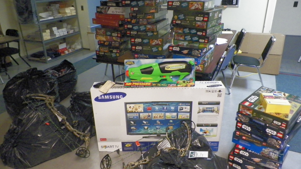 Shown are stolen store items seized by authorities Thursday as part of an investigation into a theft ring.