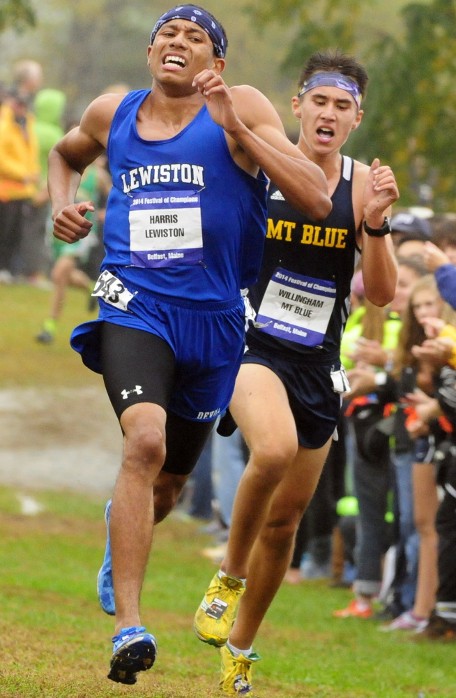 Lewiston’s Isaiah Harris was the fifth overall finisher in the boys race at the Festival of Champions in Belfast.