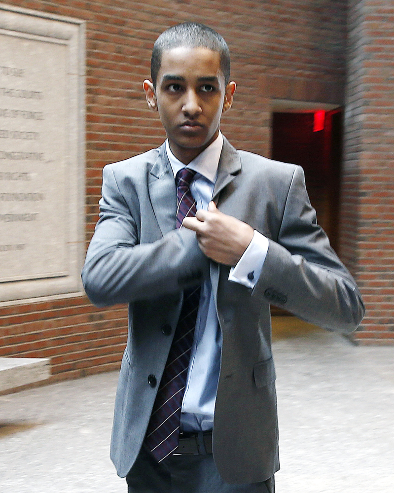 Robel Phillipos arrives last week at federal court in Boston. He is charged with lying to authorities about being in Boston Marathon bombing suspect Dzhokhar Tsarnaev’s dorm room while two other friends removed Tsarnaev’s backpack and laptop.