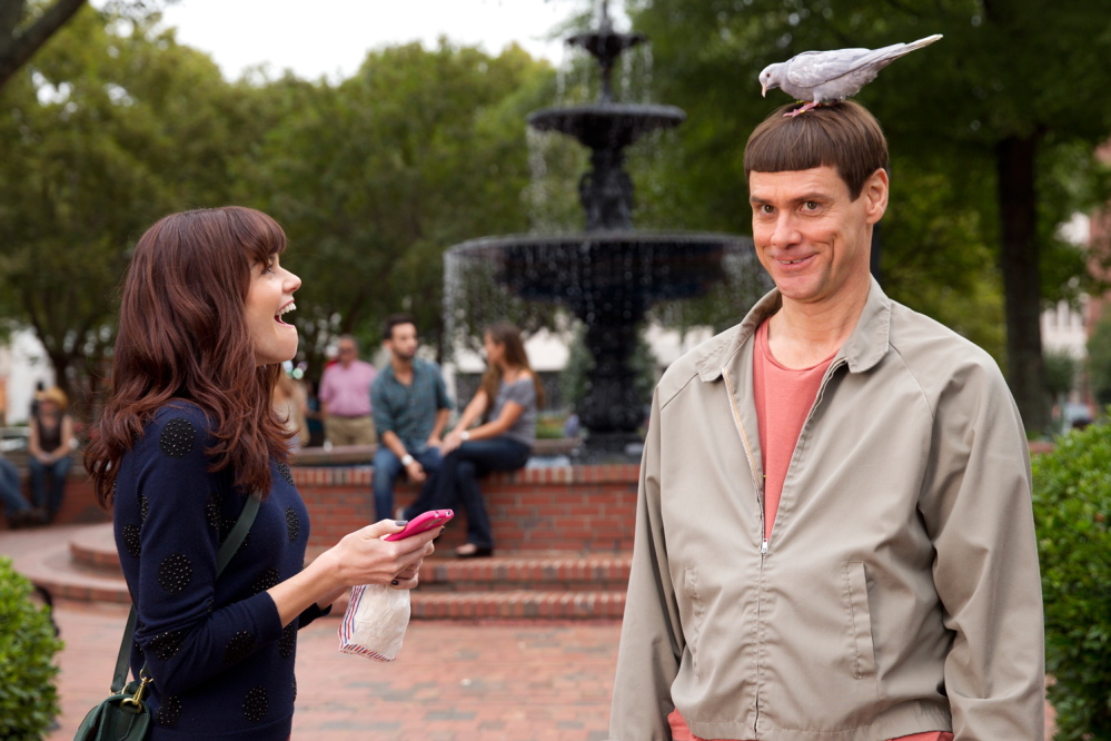 Rachel Melvin as Penny Pichlow and Jim Carrey as Lloyd Christmas in “Dumb and Dumber To.”