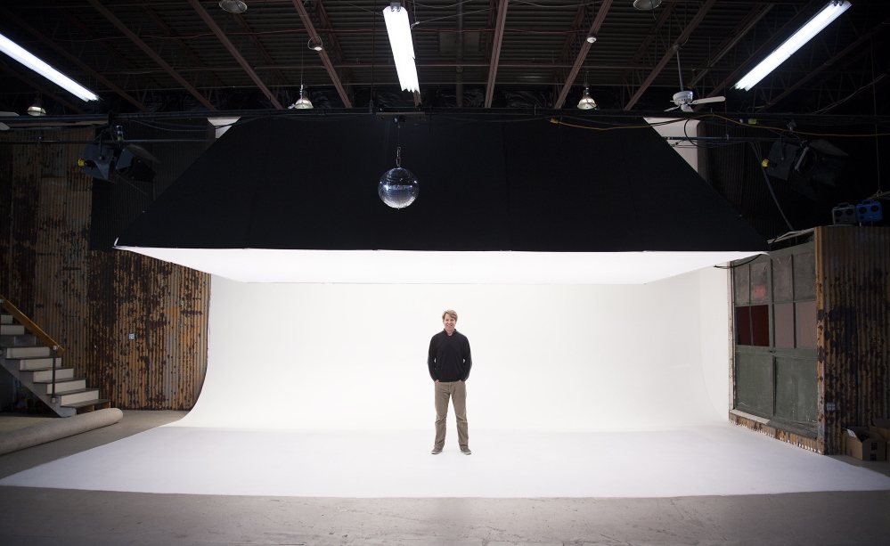 Rory Strunk has built a traditional production studio, called O’Maine Studio, to film and shoot content for his clients and to rent to others. The other half of the leased warehouse space at 54 Danforth St. in Portland is home to O’Maine Media Kitchen.