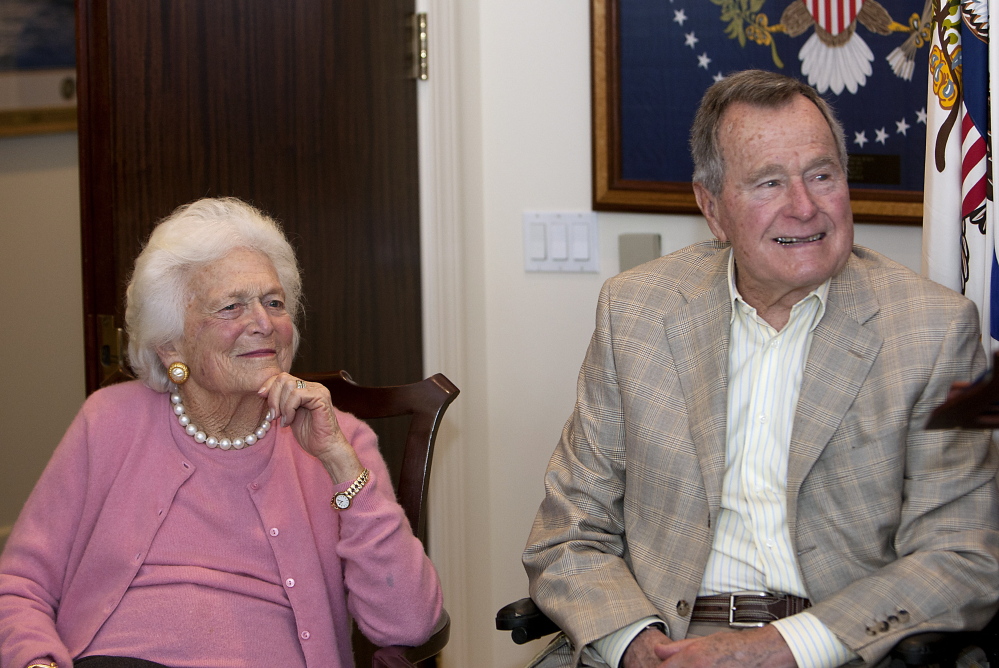 Former first Lady Barbara Bush and former President George H. W. Bush announced their support for Maine Gov. Paul LePage’s re-election bid Wednesday.