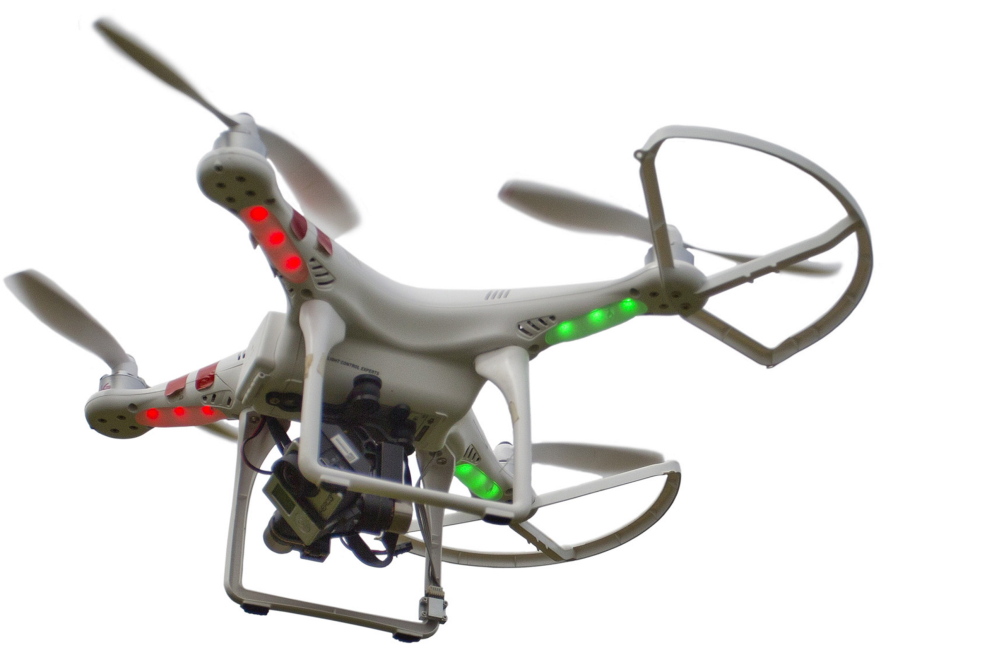 A Phantom 1 quadcopter, an earlier model of the drone used to shoot the aerial video footage.