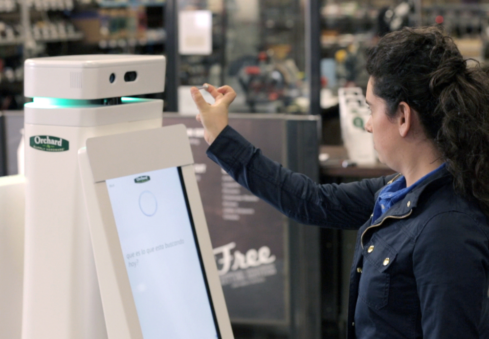 The OSHbots developed for Lowe’s are equipped with 3D cameras to identify an item presented by a customer. The OSHBot’s database also “knows” if the item is in stock or not, and can navigate to its location.