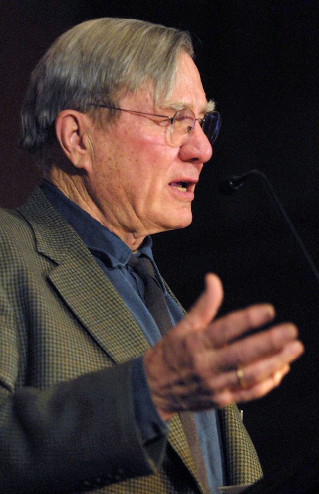 Pulitzer Prize-winning poet Galway Kinnell does a reading in 2003 at a church in Manchester, Vt. Some of his writings feature the landscapes and people of New England.