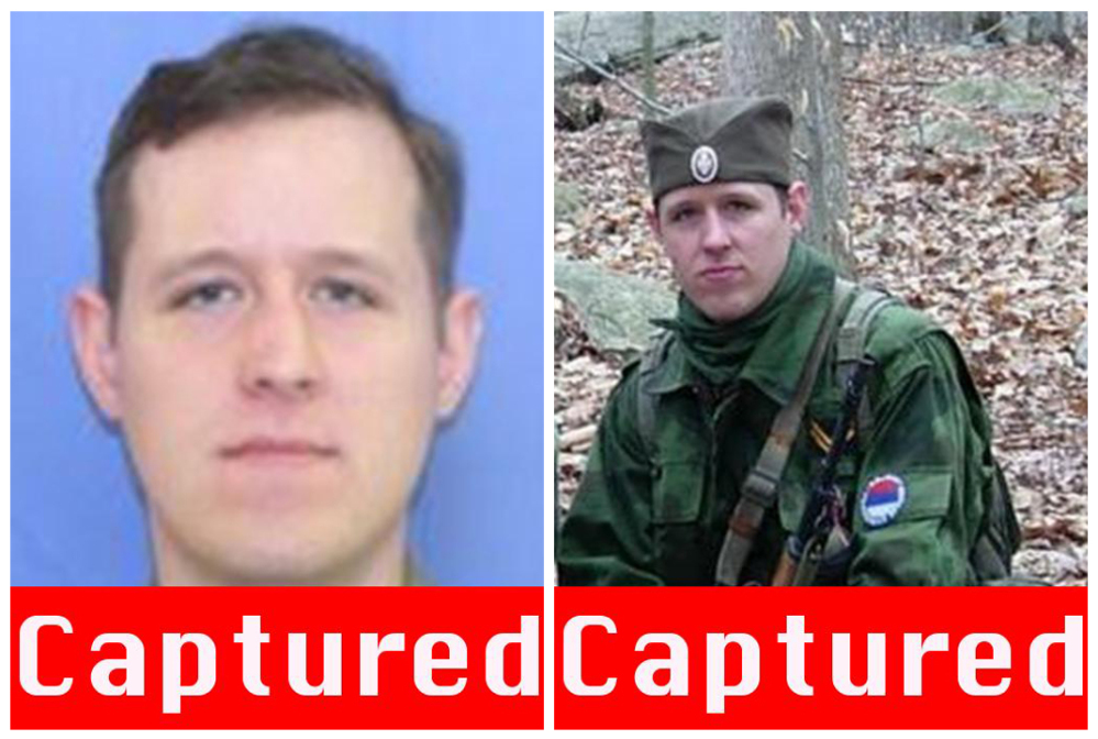 This combination of images provided by the FBI after the capture of Eric Matthew Frein on Thursday shows Frein, 31, of Canadensis, Pa. Frein is charged with killing one Pennsylvania state trooper and seriously wounding another.