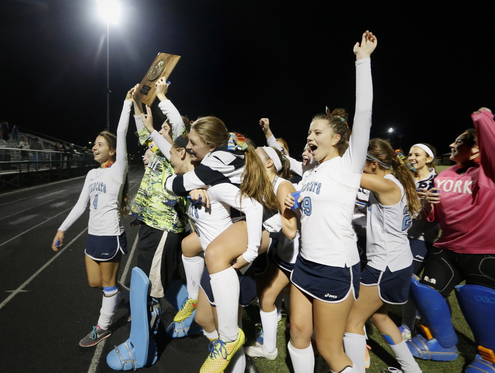 It never gets old, all this celebrating. And why should it? York remains on top of Western Class B field hockey, defeating Spruce Mountain 4-0 on Thursday for its second straight regional title and ninth in 11 seasons.