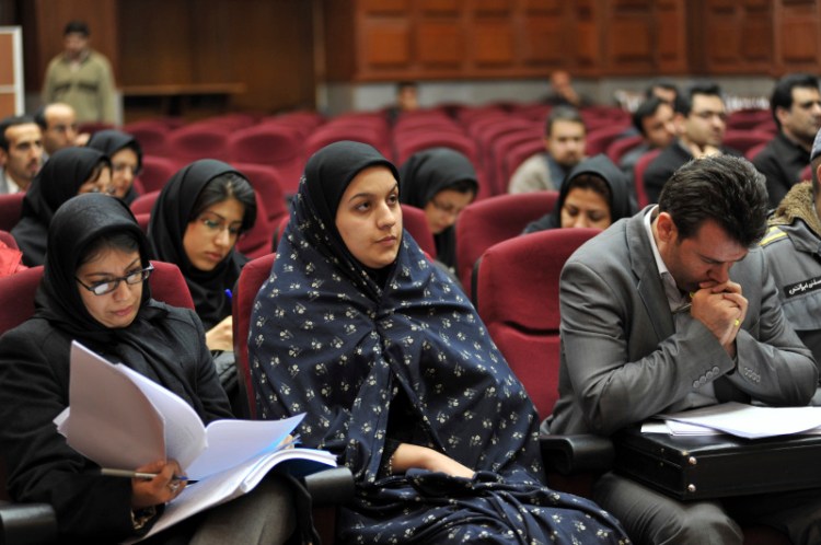 Reyhaneh Jabbari attends trial in Tehran, Iran, in 2008. She was hanged Saturday.
