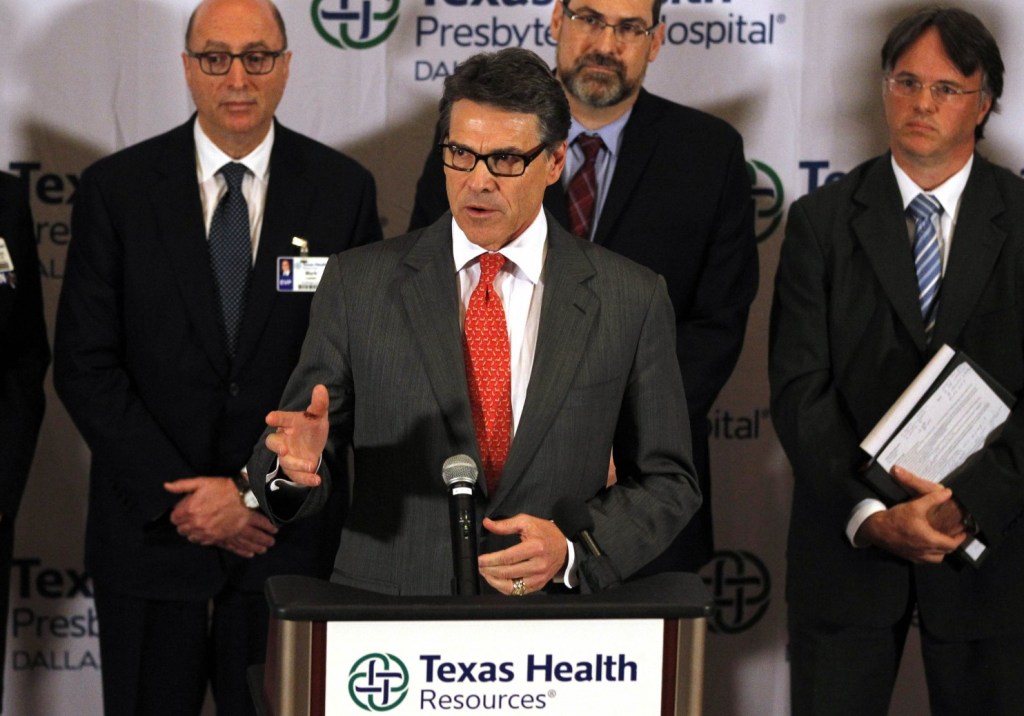 Texas Republican Gov. Rick Perry has called for federal officials to impose strict new limits on air travel to safeguard Americans against Ebola.