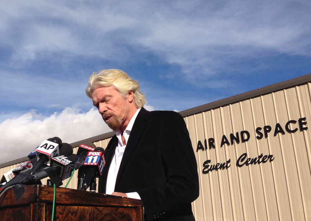 Virgin Galactic founder Richard Branson, speaking at a news conference in Mojave, Calif., on Saturday, discussed the death of a crew member after SpaceShipTwo crashed on Oct. 31.