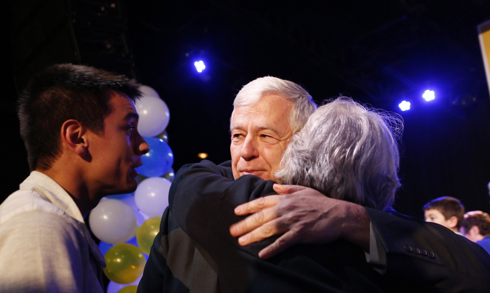 Mike Michaud accepts defeat early Wednesday morning at Port City Music Hall – the first time the longtime Democratic politician has tasted defeat in more than three decades of public life.