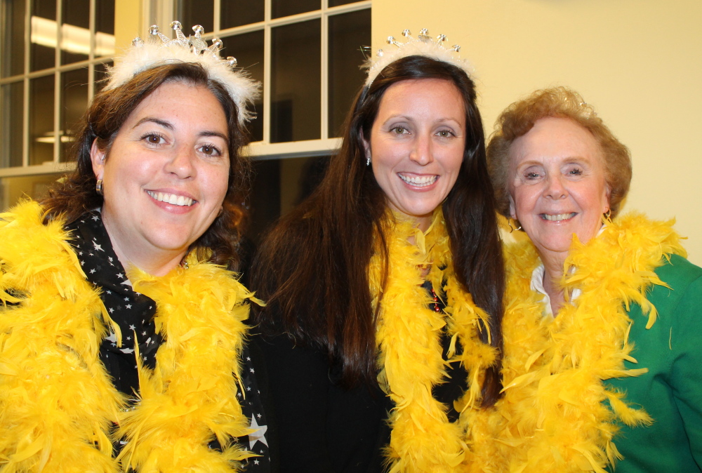 Scarborough’s school board was represented by the Queen Bees: Kelly Murphy, left, Julie Bassett and Donna Beeley. They joined more than 20 teams in the 7th annual Trivia Bee.