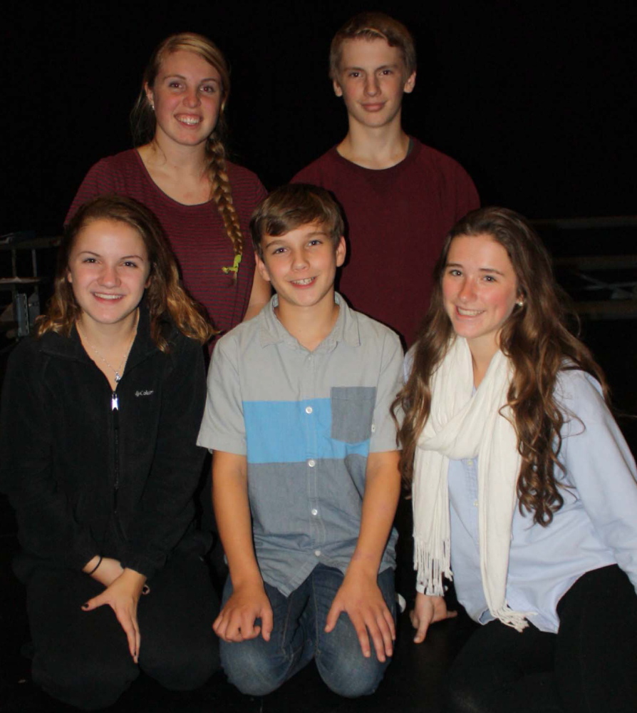 Marshwood High School drama students will present the  final performances of “The Railway Children” on Friday and Saturday. Actors are, back row from left, Lane Klossner and Jason Fletcher and, ifront row, from left, Ava Magoon, Will Franklin Kuzman and Kathryn Fagan.