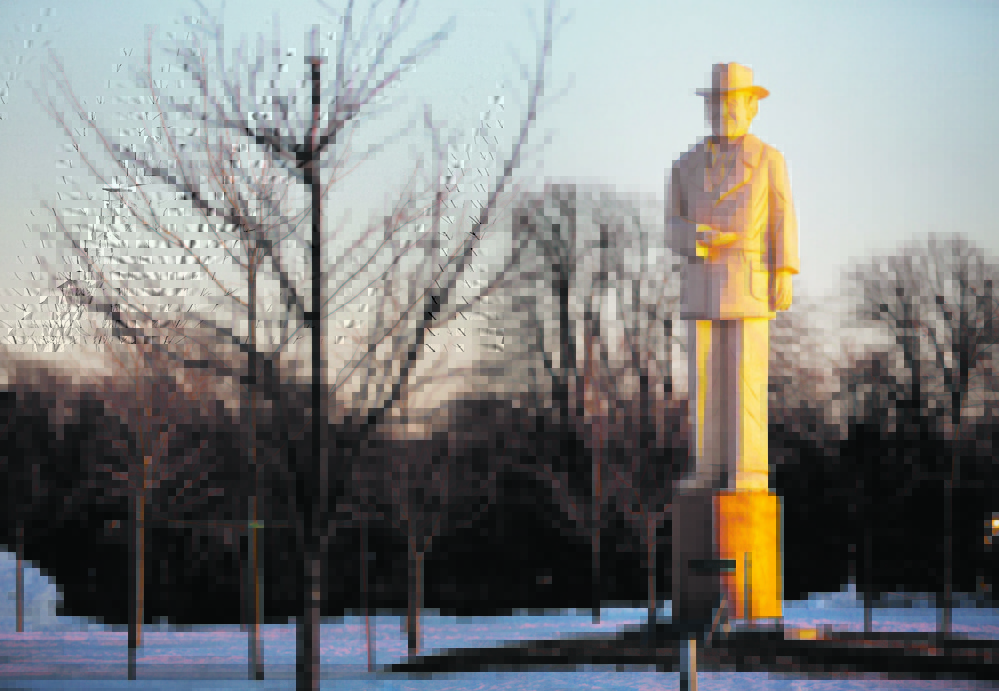 A statue of Irving Oil founder K.C. Irving stands in Wolastoq Park in Saint John, New Brunswick. Born in Bouctouche, New Brusnwick, Irving started his entrepreneurial endeavors with a small family business that expanded into a multibillion-dollar empire.