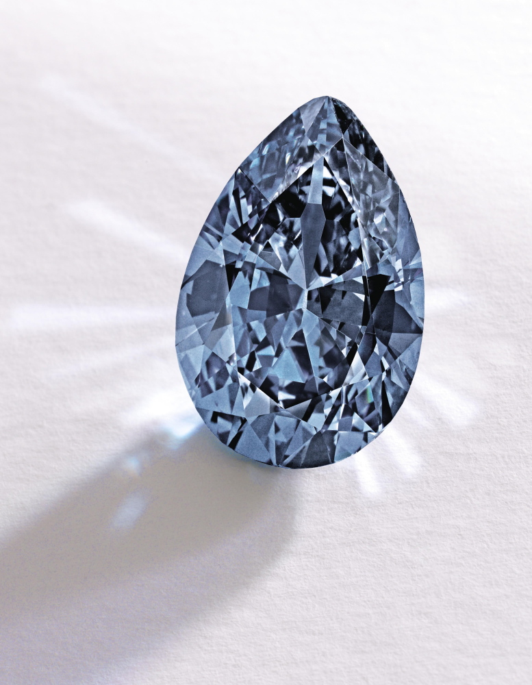This Fancy Vivid Blue pear-shaped diamond from the estate of Rachel “Bunny” Mellon sold Thursday for $32.6 million.