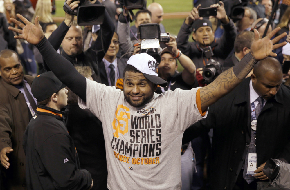 Pablo Sandoval is reaching for a big payday after seven seasons with the San Francisco Giants that have included three World Series titles, including the most recent, won on Oct. 29 in Kansas City. Boston is said to be high in the running for the free agent.