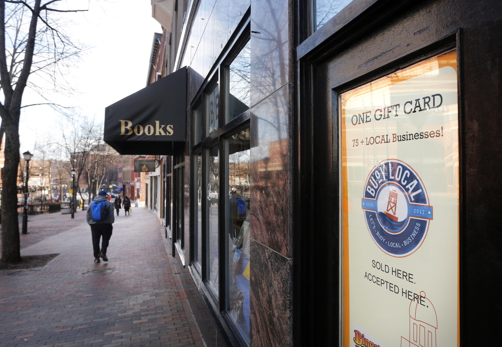 Buoy Local, a gift card that supports locally owned businesses in Portland, is sold at Longfellow Books. 
