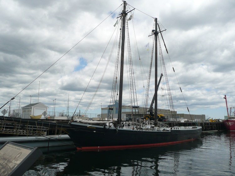 The Schooner Ernestina  at its berth in New Bedford, Mass. The Boothbay Harbor Shipyard won the contract to restore the Ernestina, which is listed as a National Historic Landmark and is the official vessel of the Commonwealth of Massachusetts.
