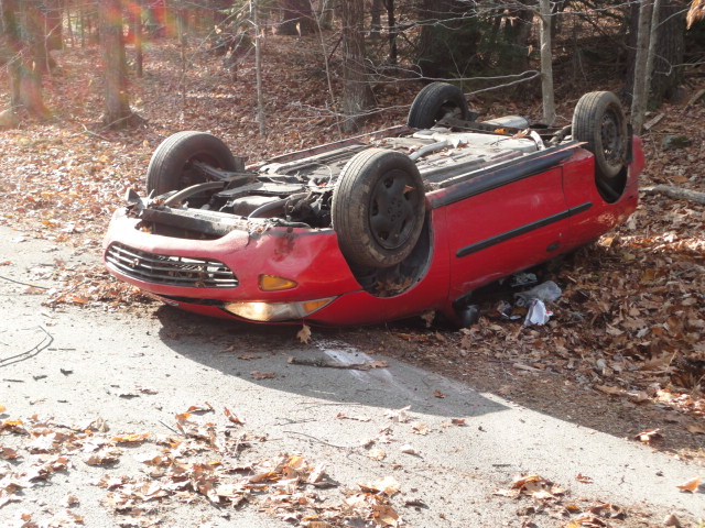 Police say they were surprised that Andrew Chapman received only minor injuries when his Chevrolet Cavalier flipped over Thursday.