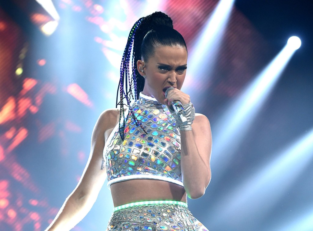 Katy Perry performs on stage at "The Prismatic World Tour" at the Honda Center in Anaheim, Calif. The Associated Press