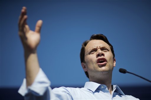 Georgia Democratic gubernatorial candidate Jason Carter speaks during a campaign stop in Columbus, Ga., in this Oct. 27, 2014, photo. Carter, former President Jimmy Carter's grandson,  lost by about 8 percentage points even after a well-funded campaign and ambitious voter-registration drive. The Associated Press