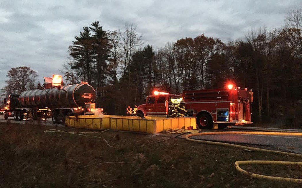 A passing Poland Spring Water tanker truck stopped and provided 8.500 gallons of water to douse the flames at 12 Abby Lane, which is located in an area with no fire hydrants. New Gloucester Fire & Rescue photo