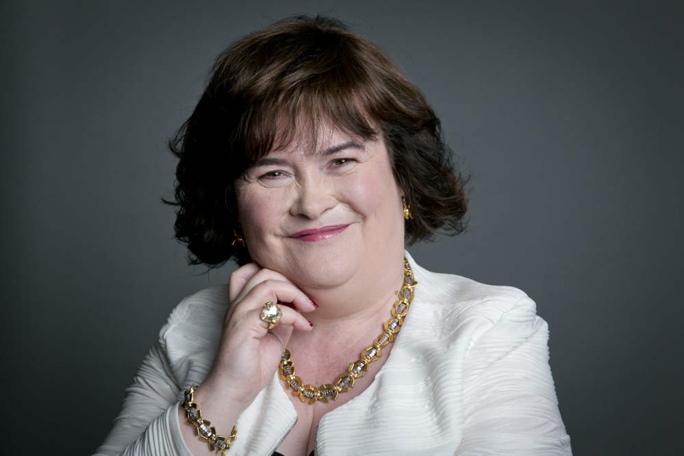 Scottish singer Susan Boyle in a June 24, 2014, photo. The contrast between her timid, occasionally nervous, manner and her matchless soaring voice has won her millions of fans throughout the world.