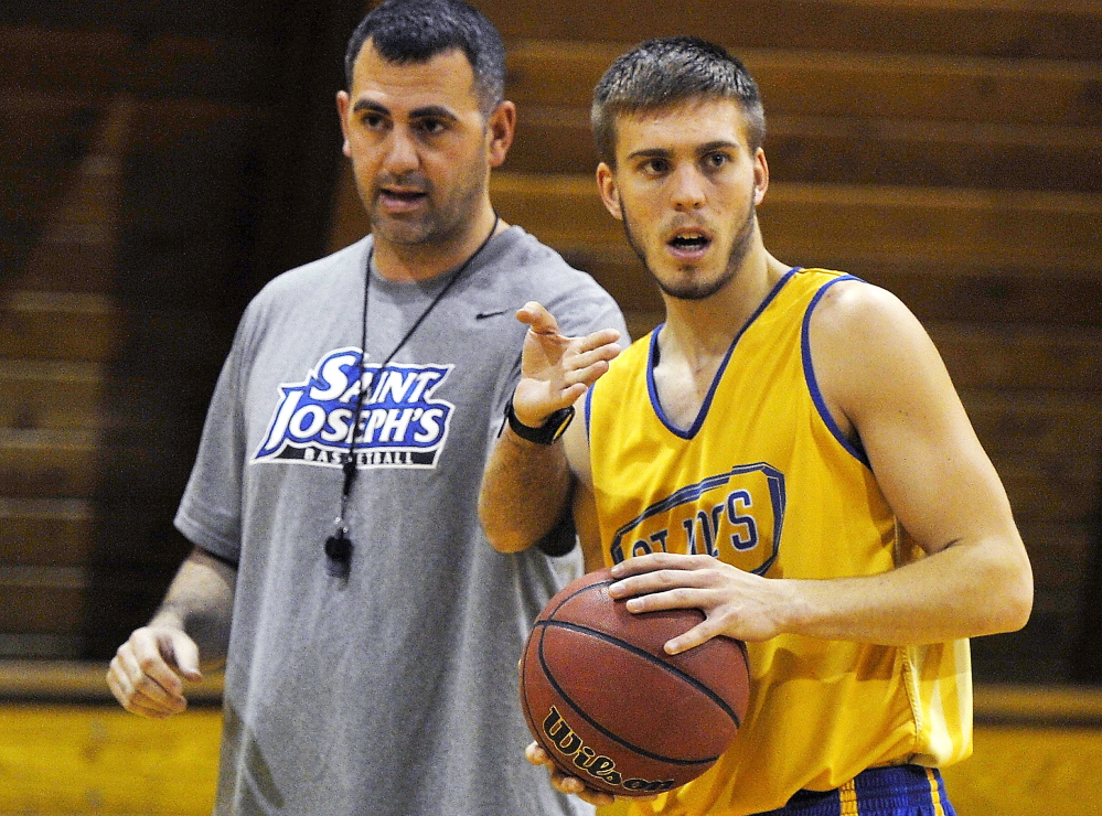 Rob Sanicola, left, used to baby-sit Steven Simonds, but now he gets to coach him for a fourth year at St. Joseph’s College.