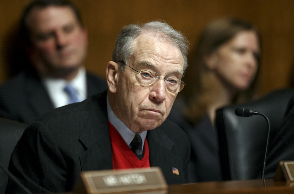 Sen. Chuck Grassley, R-Iowa, Grassley sys he doesn't rule out holding confirmation hearings and a vote by his panel on an Obama selection.