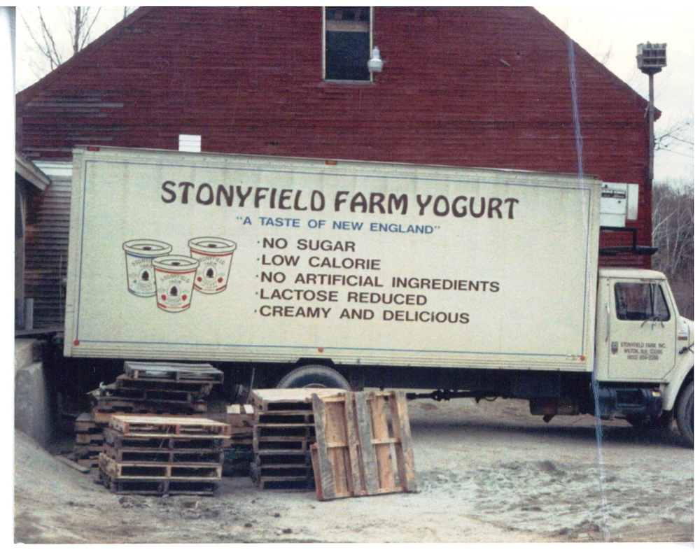 The original delivery truck used by New Hampshire-based Stonyfield Farm, which started producing yogurt in the mid-’80s. The company went nine years before turning a profit.