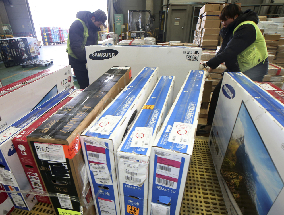 TVs purchased from overseas online markets undergo customs inspections in Incheon, South Korea. 
